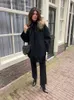 Wełniane mieszanki wełniane kołnierzyka Tassel Woman Woodumn Empear Woolen Hafdery Single Beded Pocket Please Loose Casual Fashion Office Street Coat T231030