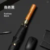 Umbrellas Automatic Long Rod Umbrella Business Advertising Wooden Handle Oversized Full Fiber Sunny And Rainy