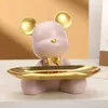 Decorative Objects Figurines Candy Resin Storage Tray Bedroom Room Decor Home Bear Animal Container Living Nordic Statues Ornament Key 231027