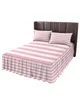 Bed Skirt Stripes Pink White Elastic Fitted Bedspread With Pillowcases Protector Mattress Cover Bedding Set Sheet