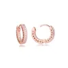 Hoop Oorbellen Verguld Rose Gold Earring 925 Zilver Pave Heart Authentieke Sterling Sieraden Cadeau