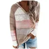 Women's Sweaters Fashion Sweatshirt Casual Patchwork V-neck Tops Long Sleeves Hooded Sweater Hollow Out Blouse Ladies