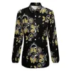 Women's Blouses Gold Butterfly Blouse Women Gears Print Korean Fashion Loose Long-Sleeve Trendy Shirts Pattern Tops Large Size