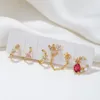 Stud Earrings 6 Pcs Small Crystal Colored Flower Set For Women Gold Cartilage Piercing Jewlery Sets Gifts 2023