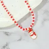 Pendanthalsband 2024 God julhalsband emalj Santa Elk Clavicle Rice Beads Chain Vintage Tree for Women Girls