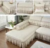 Stol täcker lyx beige vardagsrum soffa täcker högkvalitativ bomullslinnor spets kjol möbler kudde non-halk slipcover
