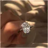 Fedi nuziali Vecalon Classico anello in argento sterling 925 con taglio ovale con diamanti da 3 ct, fedi nuziali di fidanzamento, anelli per le donne, bijoux da sposa Dhoe7