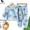 Pajamas Autumn Winter Kids Thicken Warm Baby Boys Girls Cartoon Long Sleeve Pyjamas Toddler Sleepwear Clothing Sets 231030