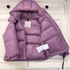 Jaquetas meninas meninos puffer jaquetas de luxo designer com capuz casacos crianças meninas meninos quente à prova vento outwear casaco roxo roupas de inverno