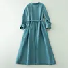 Casual Dresses Cotton Linen Long-sleeved Doll Collar Dress Spring And Fall Korean Version Of The Loose Tie Temperament