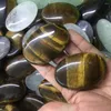 Decorative Figurines 2pcs Drop Cute Size Natural Tiger Eye Crystal Gemstone Meditation Reiki Healing Palmstones Pocket Stone Sale