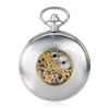 Pocket Watches High Quality Steampunk Silver Dragon Mechanical Watch Vintage Roman Dial Men Gift With Chain