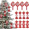 Objets décoratifs Figurines 6pcs boîte pendentif arbre de Noël étoile rouge bonbons flocon de neige boule de Noël ornement année 2024 décoration de la maison cadeau de Noël Navidad 2023 231030