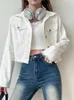 Women's Jackets Y2K Denim Cropped Jacket Coat Vintage Casual Long Boyfriend Distresse Jean Autumn Spring 2024