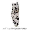 Kvinnors strumpor Rose Flowers Summer Mesh Black Transparent Cotton Sock for Ladies Elastic Retro Söt ihålig lång kvinna