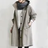 Trench coat feminino longo casaco elegante duplo breasted leve à prova de vento plus size cor sólida meados de comprimento trenchcoat