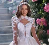 Abito da sposa principessa elegante a-line 2024 collo alto manica lunga vestido de novia applicazioni di pizzo abiti da sposa romantici su misura