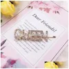 Hårtillbehör 50 färger Kvinnor Hårstång Clips Letter Rhinestone Bobby Pins Side Bangs Barrettes Headwear Girls Fashion Drop Delive DHVCF