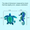 Objets décoratifs Figurines Hippocampe tortue bleue en métal avec art mural en verre pour la maison décorative sur le thème de l'océan Sculpture Statue de salon salle de bain piscine 231030