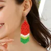 Hoop Earrings Summer Exaggerated Hand Woven Tassel Bohemian Holiday Style Costume For Women Hoops Set