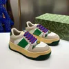 Designer Sneakers Men's Casual Shoes Red Green Blue Stripes Classic Mönster Tjocka sulor Fashionabla Retro Dirty Leather