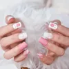 Faux Ongles Noël Pré-conception Rose Blanc Presse Sur Ongle Court Squoval Réutilisable Acrylique Cerf Neige Art Conseils Faux