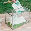 Partyzubehör, silberne Glaskartenbox für Hochzeit, Geburtstag, klarer geometrischer Kartenhalter, Heimdekoration, handgefertigtes Terrarium