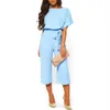 New Elegant Office Ladies Jumpsuits Womens Short Sleeve Rompers Jumpsuit Fashion Summer Lace Up Wide Leg Pants Overalls Bodysuit248V