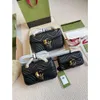 2023 modedesigner väskor marmont axelväska för kvinnor läder handväska kedjor hjärta crossbody messenger handväskor svarta plånböcker 3 storlek med serienummer