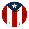 Wanduhren, Puerto Rico-Flagge, rund, Stil, modisch, modernes Design, für Zuhause, Wohnzimmer, Schlafzimmer, Dekoration