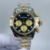 남성 시계 날짜 날짜 자동 기계식 사파이어 유리 세라믹 베젤 시계 블랙 2 톤 다이얼 스테인리스 스틸 40mm 비즈니스 손목 시계 Montre de Luxe