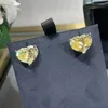 Orecchini a bottone estivi di alta qualità puro argento sterling 925 dolci gioielli di lusso da donna carino cuore giallo regalo per ragazze