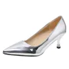 Dress Shoes Fashion Women Patent Leather High Heels Lady Pointe Toe Gold Silver Heels Pumps Female Wedding Bridal Shoes Plus Size 35-45 231027