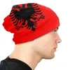 Береты унисекс, вязаная зимняя шапка, теплая лыжная вязаная крючком шапка с напуском, мягкая женская и мужская шапка с флагом Албании