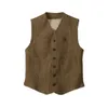 Gilet da uomo Gilet senza maniche Uomo Matrimonio Retro Scollo a V Tweed a spina di pesce Gilet monopetto casual