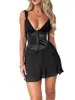 Casual Kleider Frauen Ärmelloses Sling Kleid Sommer V-ausschnitt Slim-fit Rückenfreies Bustier Plissee Patchwork Mini Für Club Party