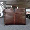 Briefcases Men's Brand Designer Briefcase Crazy horse PU Leather Handbags Business office File bag Vintage Messenger Bags Casual work 231030