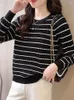 Dames Truien Casual Lange mouwen Lente Knitwear Trui Streep Gebreide Tops O-hals Koreaans Slank Elegant Dames Trui Dun Jersey