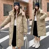 Trenchs de Femmes Manteaux Long Lâche Manteau Casual Femmes Parkas Vêtements À Capuchon Élégant Veste D'hiver 2023 Femme Coton Rembourré Vêtements D'extérieur T152