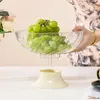貯蔵ボトル高排水透明なフルーツプレート蓋付き透明なフルーツプレート家庭用ルームコーヒーテーブルドライスナックトレイパントリーオーガナイザー
