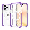 Acryl magnetische draadloze oplader telefoonhoes voor iPhone 13 14 15 Pro Max Plus vier hoeken beschermende transparante harde cover kleurrijke bumper achterkant