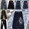 Y2k Jeans pour hommes et femmes, gants de boxe hip hop, imprimé graphique, Baggy, pantalon noir, Harajuku, gothique, large, 252z