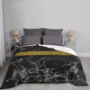 Blankets Gold Stripe On Black Marble Printing High Qiality Flannel Blanket Marbled Veins Veining Geo Golden Shine