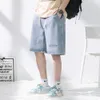 Sommer Denim Männer S Dünne Lose Gerade Knie Länge Shorts Elastische Taille Mode Streetwear Koreanische Trend Kurze Jeans