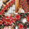 Outros suprimentos para festas de eventos 1 PCS Flores de Natal Glitter Artificial Poinsétia Floral Enfeites de Árvore de Natal DIY Guirlandas Casa Decorações de Casamento Presente 231030
