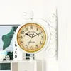 Wall Clocks Double Sided Train Station Waterproof Clock White For Garden Retro Wrought Metal Silent Indoor Outdoor Decor