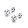 Brincos de aço inoxidável letras corroídas "amor eterno" cz zircão coreano para mulheres parafuso de cristal titânio orelha studs corpo