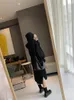 Kvinnors tröjor Casual Hooded Sweater Dress Lace Up Loose Kintwear Women 2023 Antumn långa ärmar Fashion Solid Lady Kint Pullover