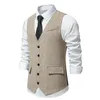 Gilets pour hommes Mode Rétro Hommes Costume Gilet Solide Couleur Simple Boutonnage Slim Fit Formel Business Denim Vest
