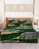 Bed Skirt Green Marble Texture Elastic Fitted Bedspread With Pillowcases Protector Mattress Cover Bedding Set Sheet